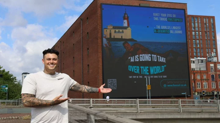 Former Apprentice star bares all in ‘world’s largest AI-generated billboard'